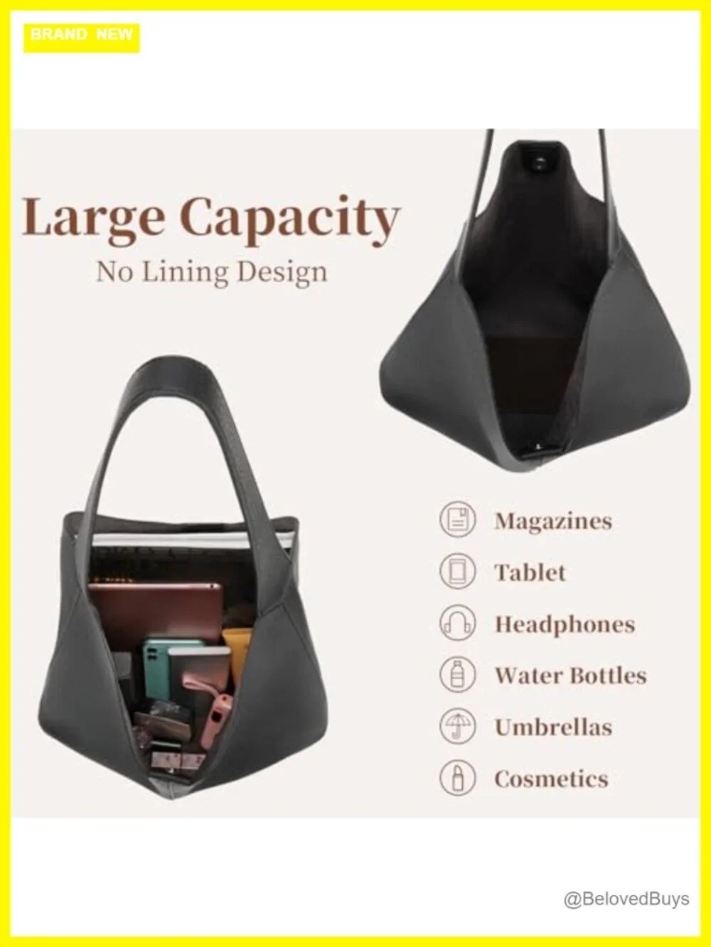 Soft Vegan Leather Hobo Bag for Women Slouchy Shoulder Tote Lightweight